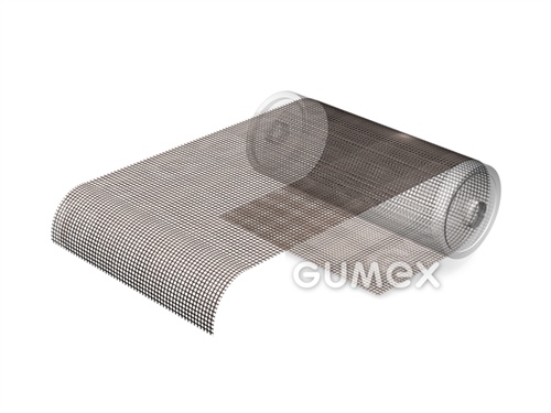 Skloteflonová tkanina síťová, tloušťka 0,98mm, šíře 1000mm, síť 4x4mm, PTFE, -73°C/+260°C, hnědá